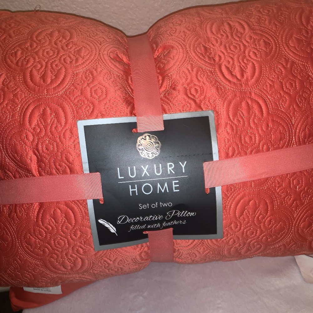 Large Coral Rectangular Throw Pillows